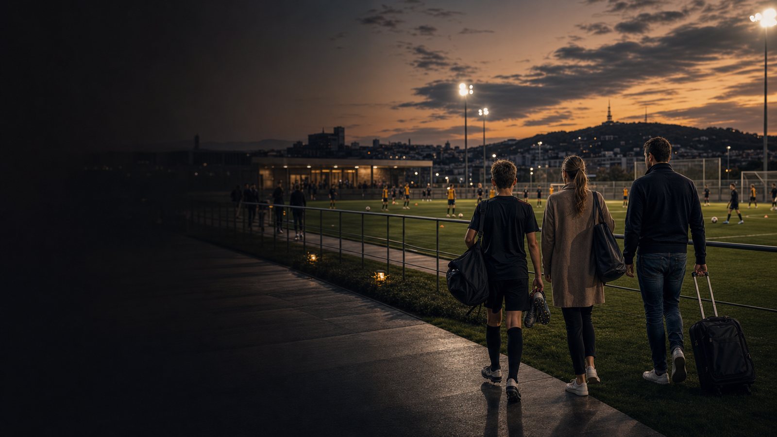 Jugadores de fútbol entrenando con GOAT Futbol Academy en Barcelona