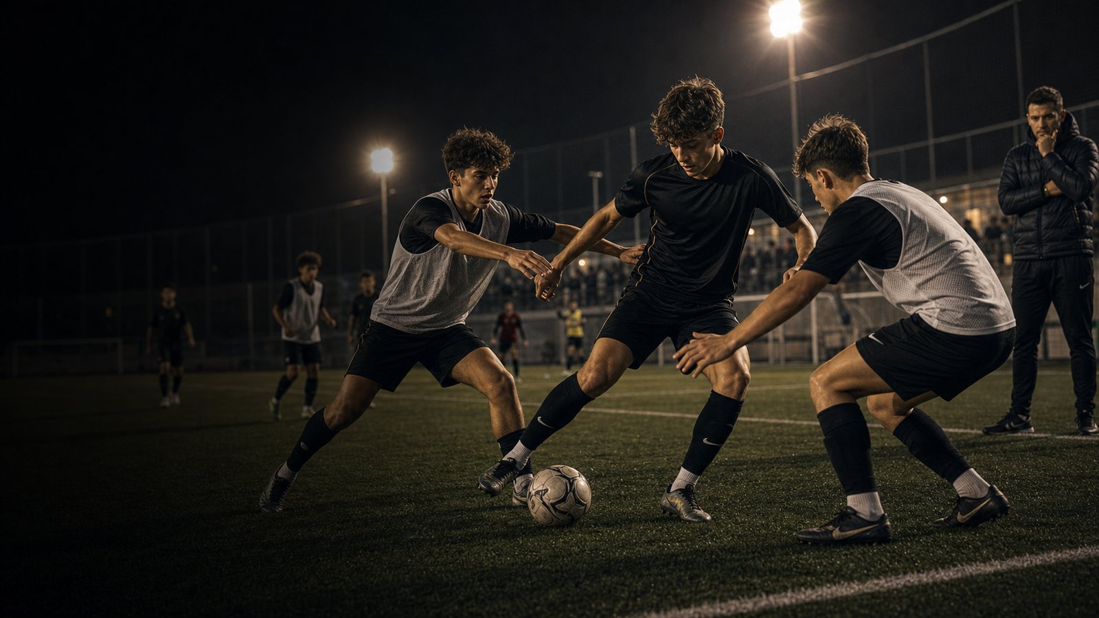Young player testing football level in Barcelona training environment