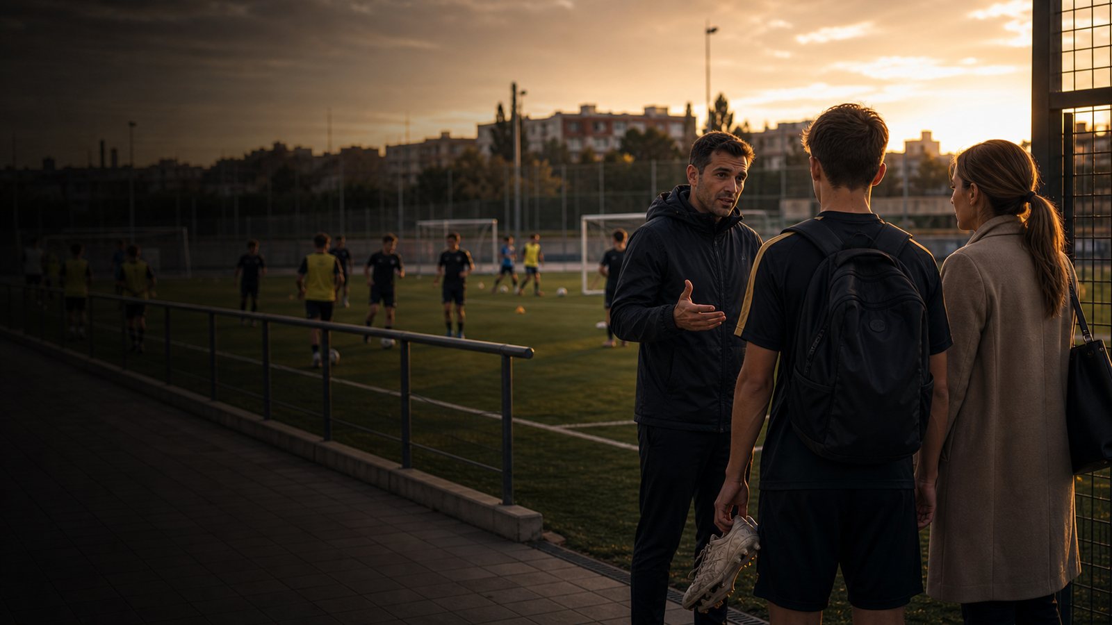 Jugador internacional y familia evaluando camino hacia La Masia en Barcelona