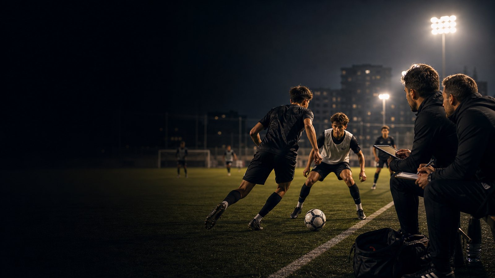 International soccer player being evaluated in Barcelona football environment